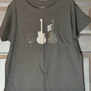 Grand Ole Opry sparkling Black Guitar Design Women's Tee